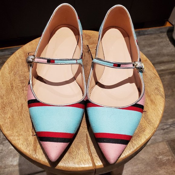 J. Crew Shoes - J Crew Mary Jane Flats Point Toe Glitter Heel